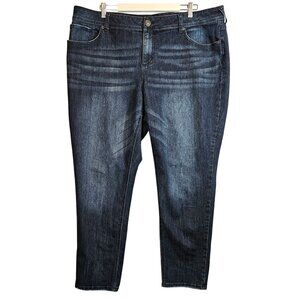 Maurices Straight Womens 24 Reg Plus Size Dark Wash Jeans Whiskered Denims